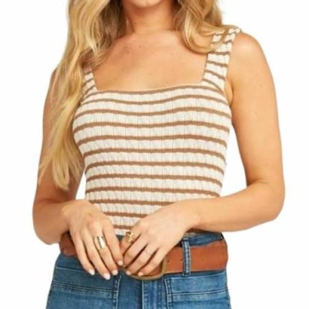 Show Me Your MuMu Roiry Caramel Striped Bodysuit Sz L